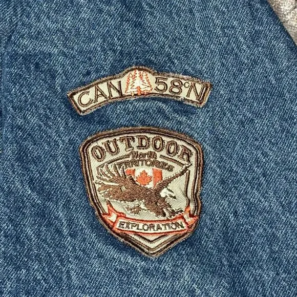 Atlas For Men Dark Blue Wash Denim Jacket Outdoors Patches Embroidered Size 4XL - Picture 2 of 14